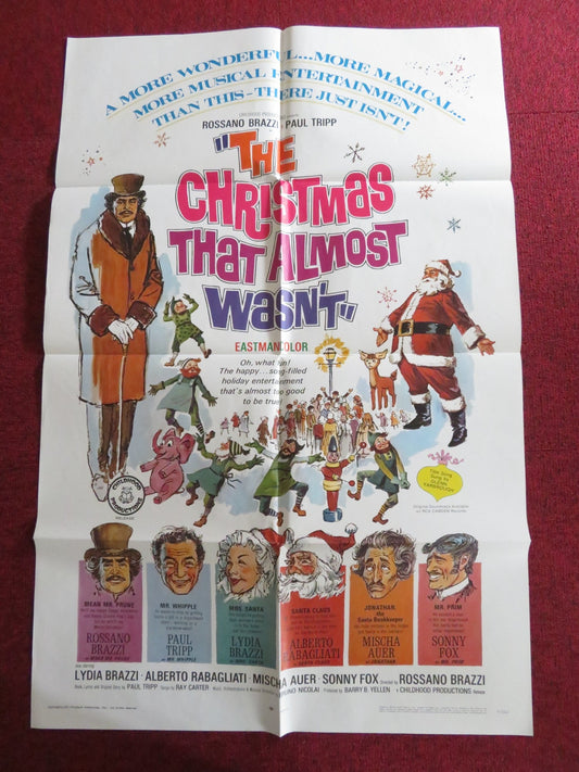 THE CHRISTMAS THE ALMOST WASN'T - B FOLDED US ONE SHEET POSTER PAUL TRIPP 1966 Rendezvous Cinema Movie posters
