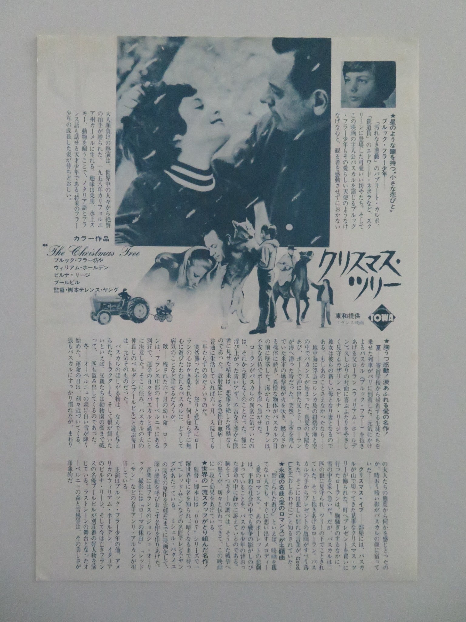 THE CHRISTMAS TREE JAPANESE CHIRASHI (B5) POSTER WILLIAM HOLDEN VIRNA LISI R1973 Movie posters