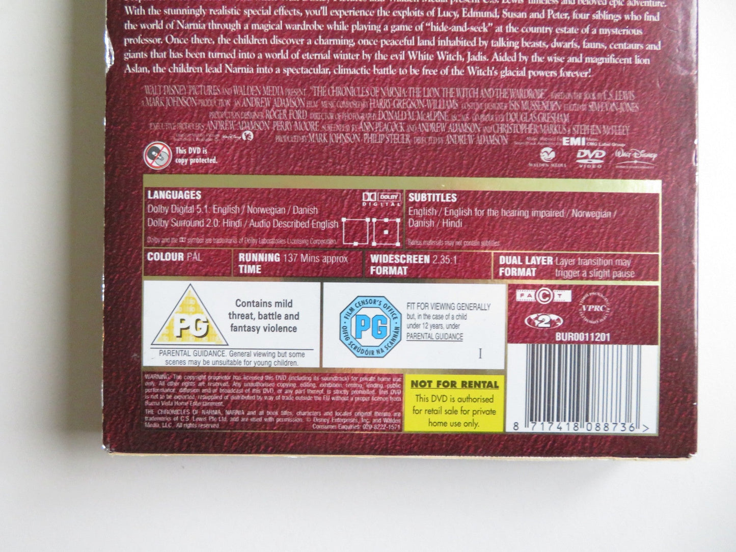 THE CHRONICLES OF NARNIA - THE LION, THE WITCH... (DVD) 2005 REGION 2 - Rendezvous Cinema