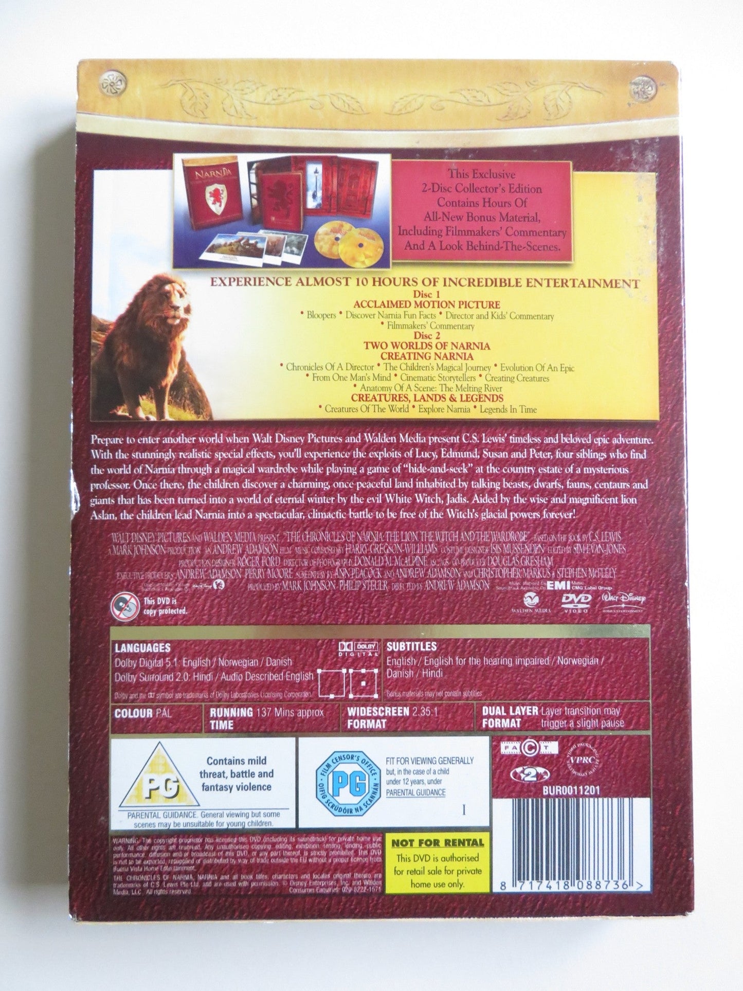 THE CHRONICLES OF NARNIA - THE LION, THE WITCH... (DVD) 2005 REGION 2 - Rendezvous Cinema