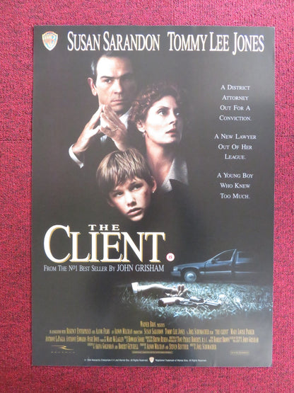 THE CLIENT - B VHS VIDEO POSTER SUSAN SARANDON TOMMY LEE JONES 1994 Rendezvous Cinema Movie posters
