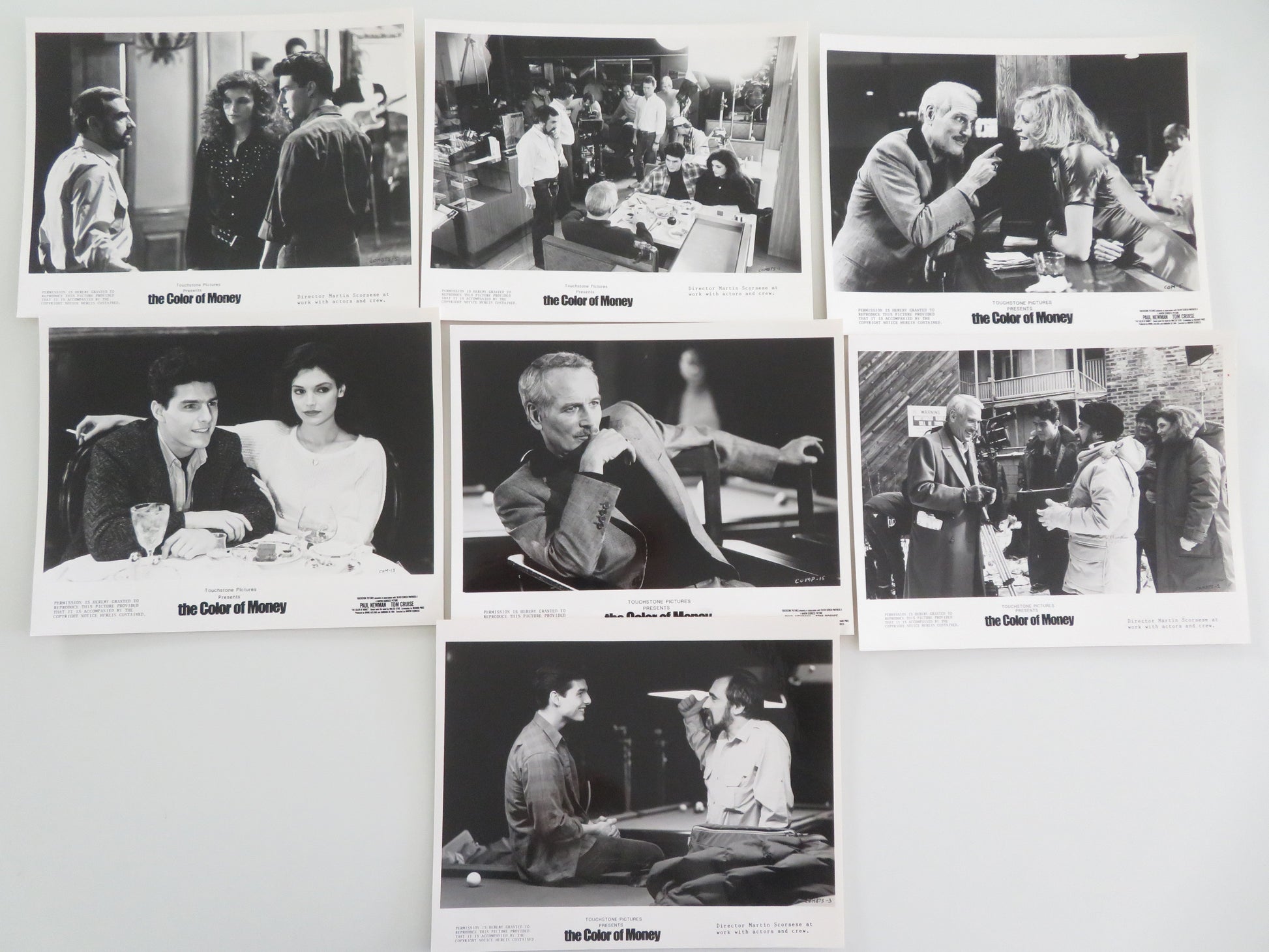 The Color of Money - A Movie Still Photo Lot Of 7 Tom Cruise Paul Newman 1986 Movie posters