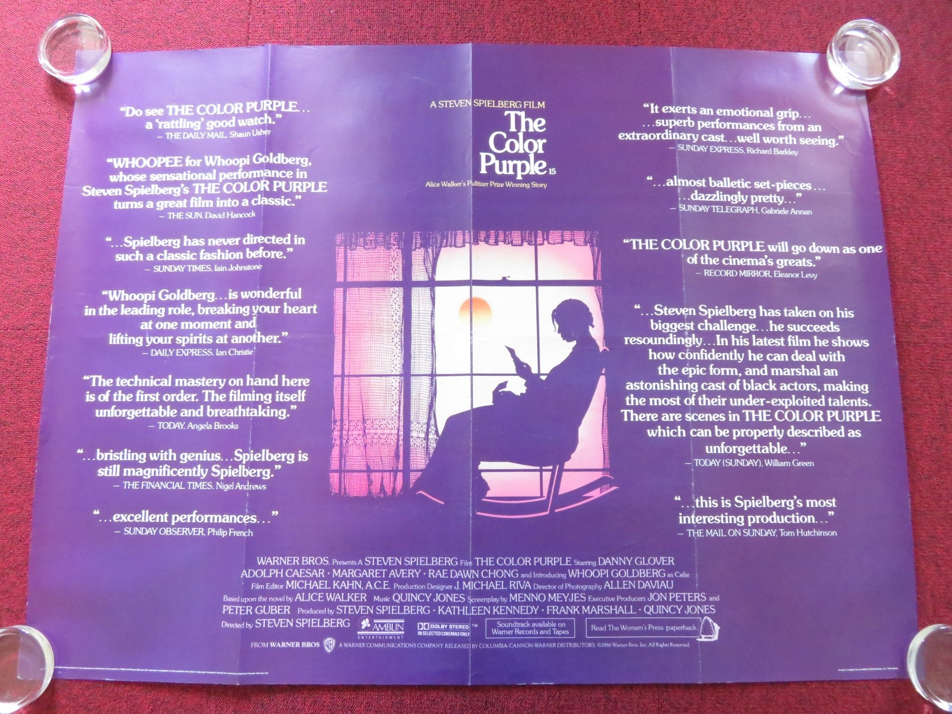 THE COLOR PURPLE UK QUAD ROLLED POSTER SPIELBERG DANNY GLOVER W. GOLDBERG 1985 Rendezvous Cinema Movie posters