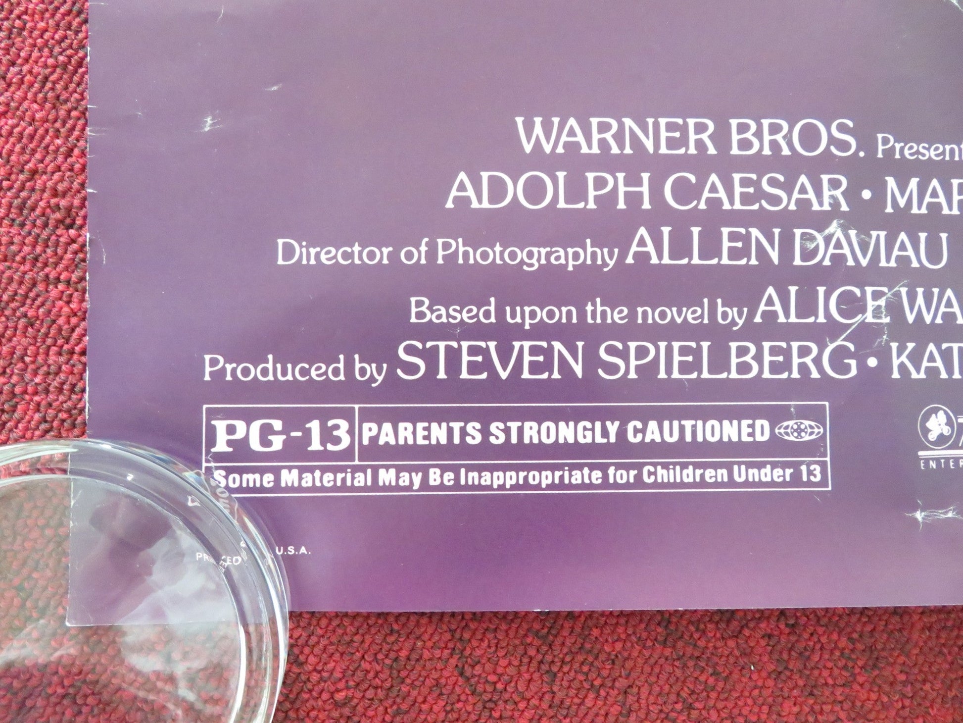 THE COLOR PURPLE US ONE SHEET ROLLED POSTER WHOOPI GOLDBERG DANNY GLOVER 1985 Movie posters