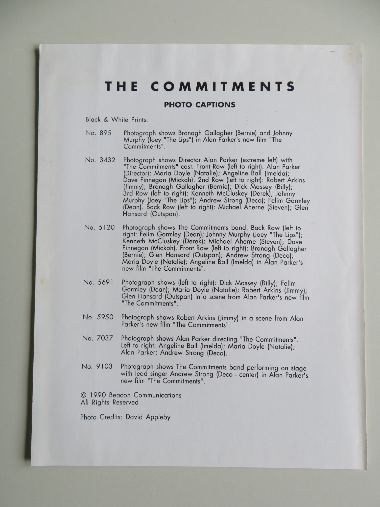 THE COMMITMENTS PRESS KIT 1991 ROBERT ARKINS COLM MEANEY SEAN HUGHES Movie posters
