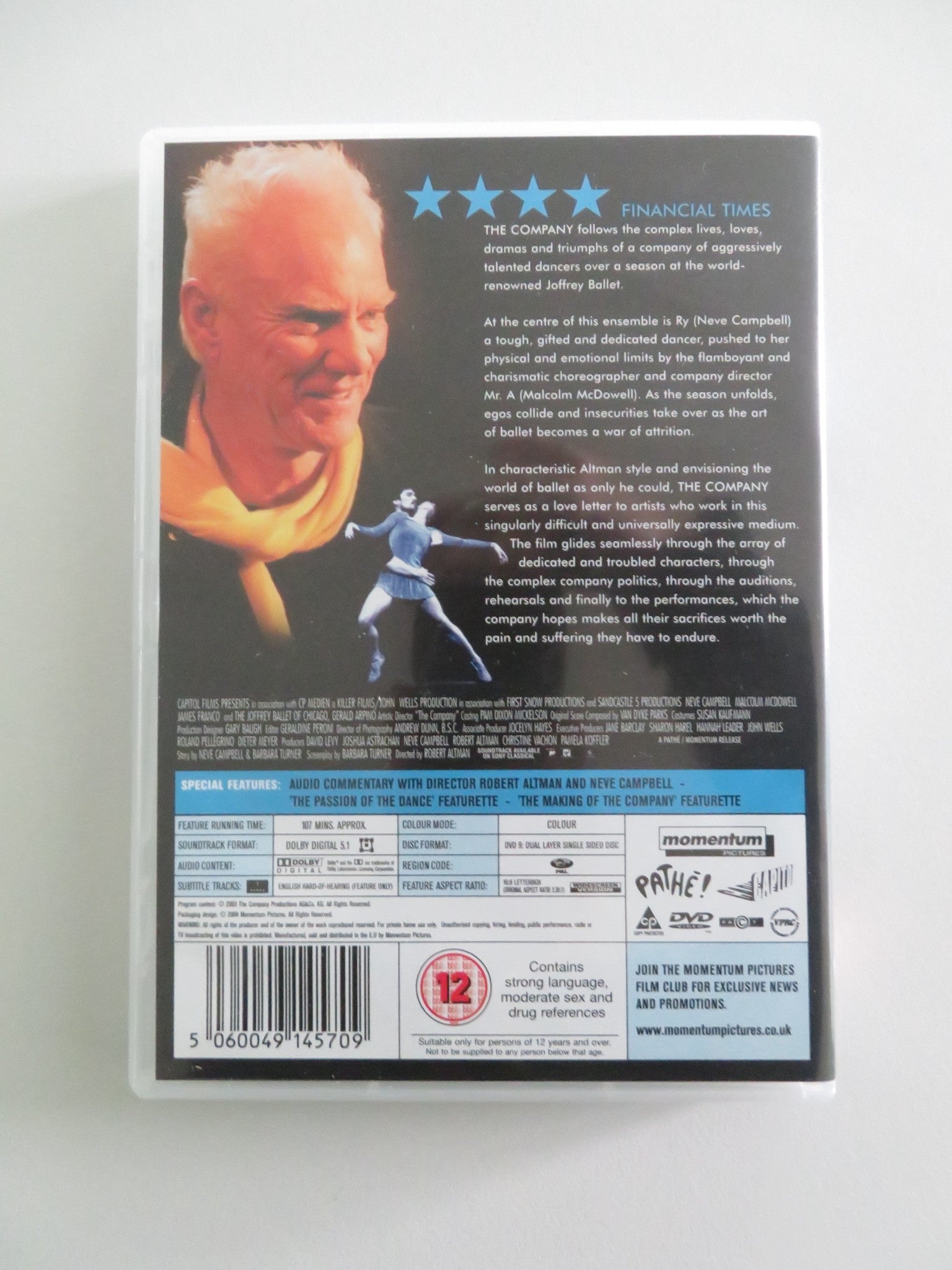 THE COMPANY (DVD) NEVE CAMPBELL MALCOLM MCDOWELL 2003 REGION 2 Rendezvous Cinema Movie posters