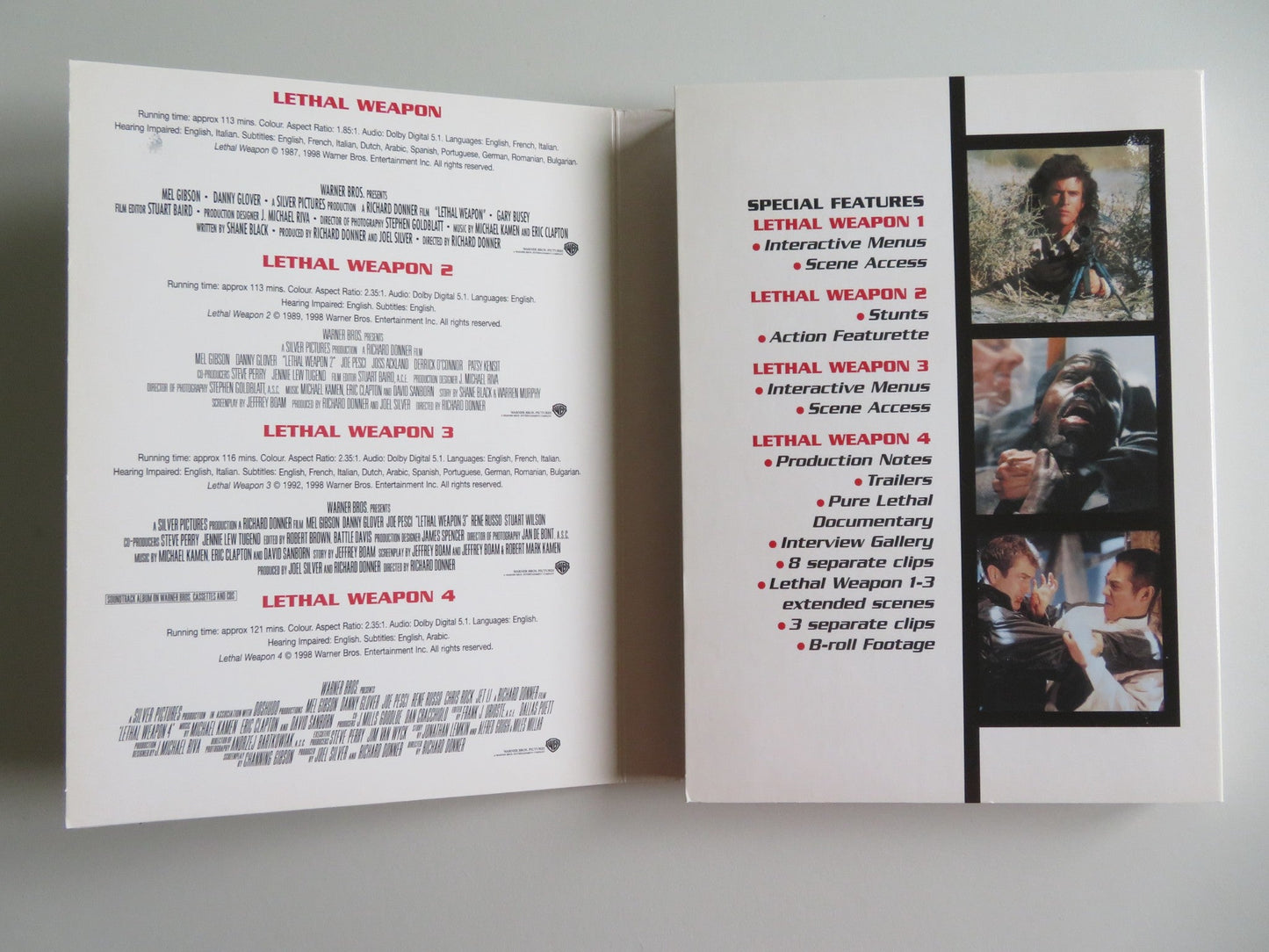 THE COMPLETE LETHAL WEAPON COLLECTION - 4 DISC (DVD) GIBSON GLOVER 1987 REGION 2 Movie posters