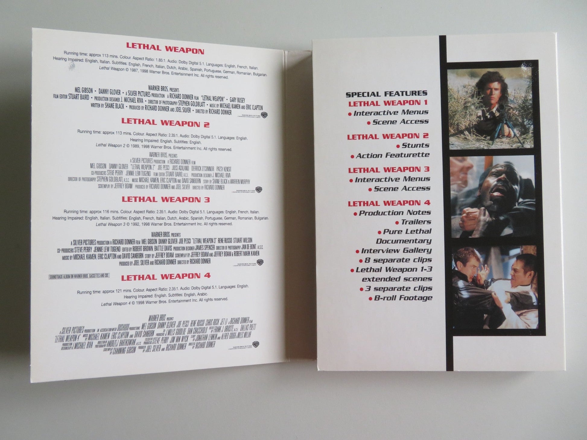 THE COMPLETE LETHAL WEAPON COLLECTION - 4 DISC (DVD) GIBSON GLOVER 1987 REGION 2 Movie posters