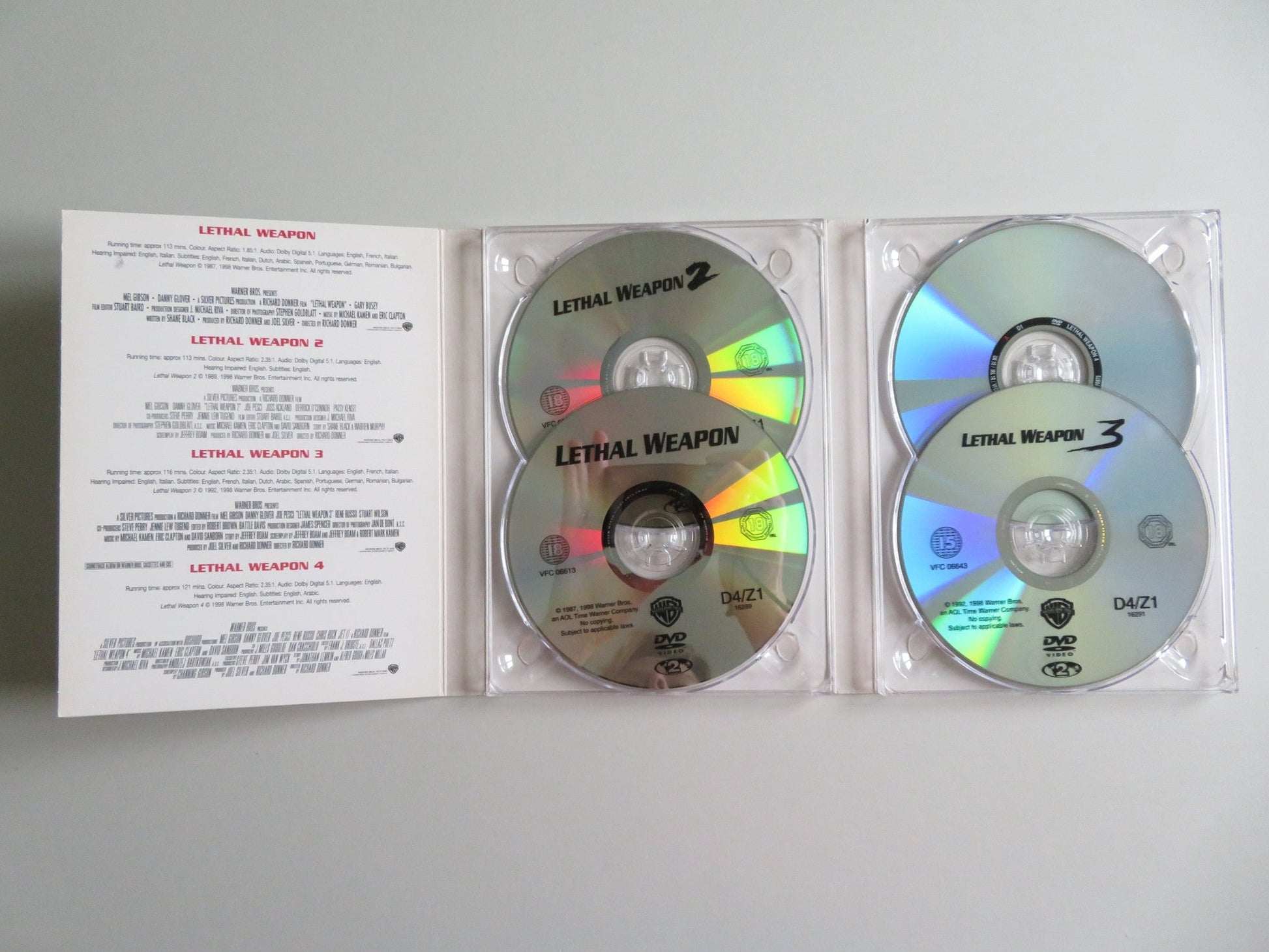 THE COMPLETE LETHAL WEAPON COLLECTION - 4 DISC (DVD) GIBSON GLOVER 1987 REGION 2 Movie posters
