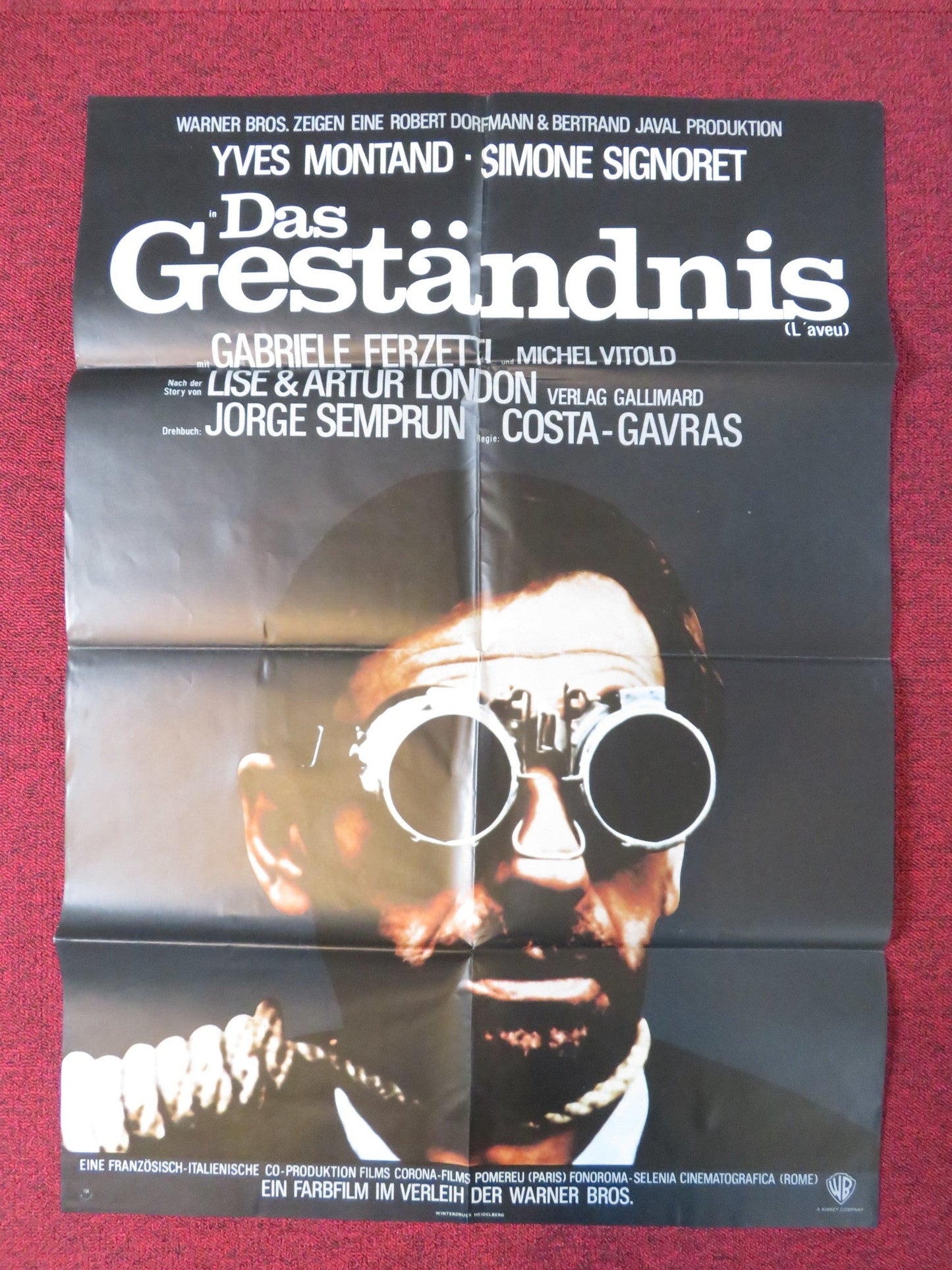 THE CONFESSION GERMAN A1 POSTER FOLDED YVES MONTAND SIMONE SIGNORET 1970 Rendezvous Cinema Movie posters