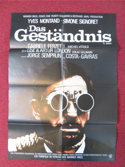 THE CONFESSION GERMAN A1 POSTER FOLDED YVES MONTAND SIMONE SIGNORET 1970 Rendezvous Cinema Movie posters