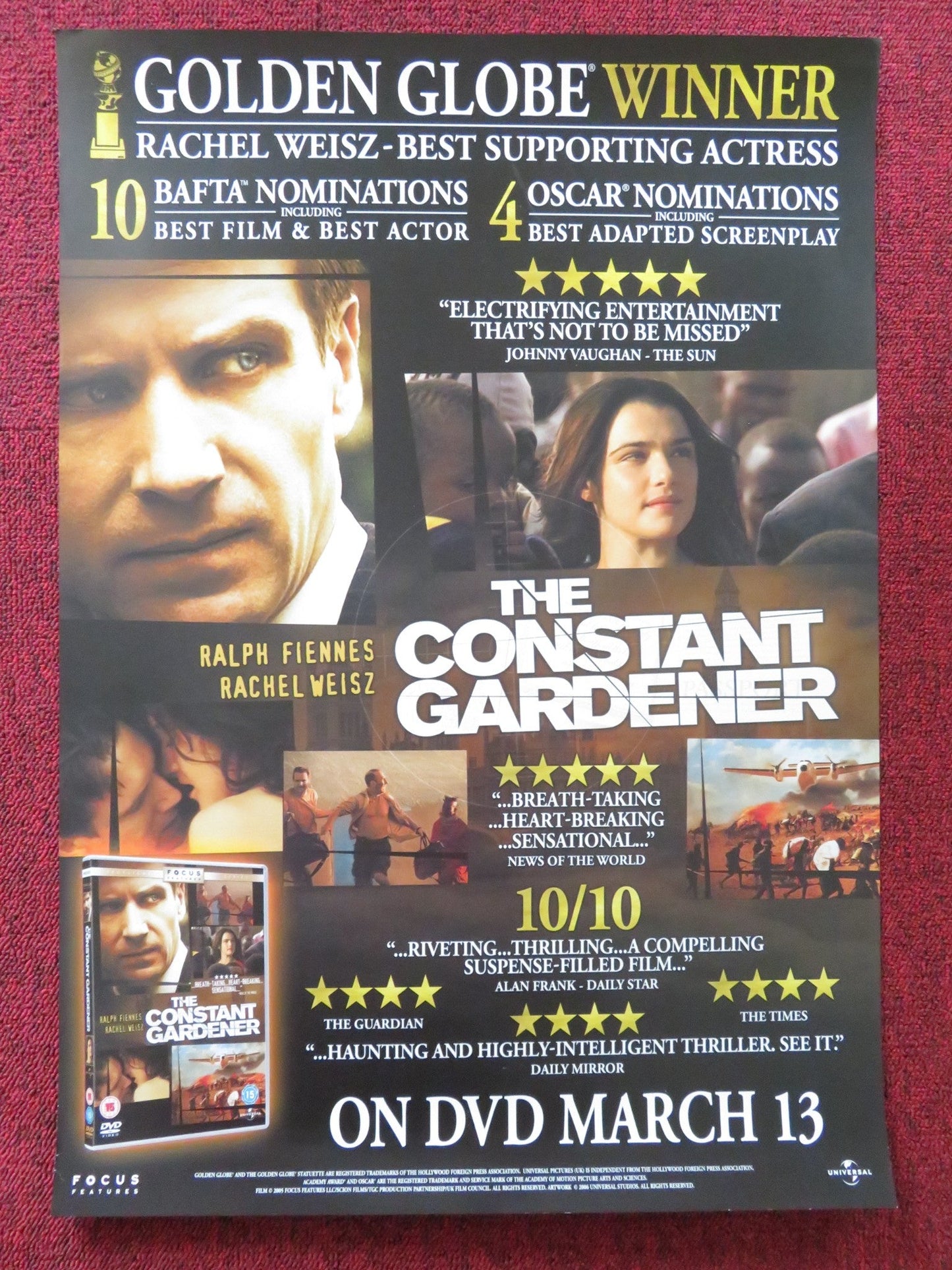 THE CONSTANT GARDENER DVD POSTER RALPH FIENNES RACHEL WEISZ 2005 Rendezvous Cinema Movie posters
