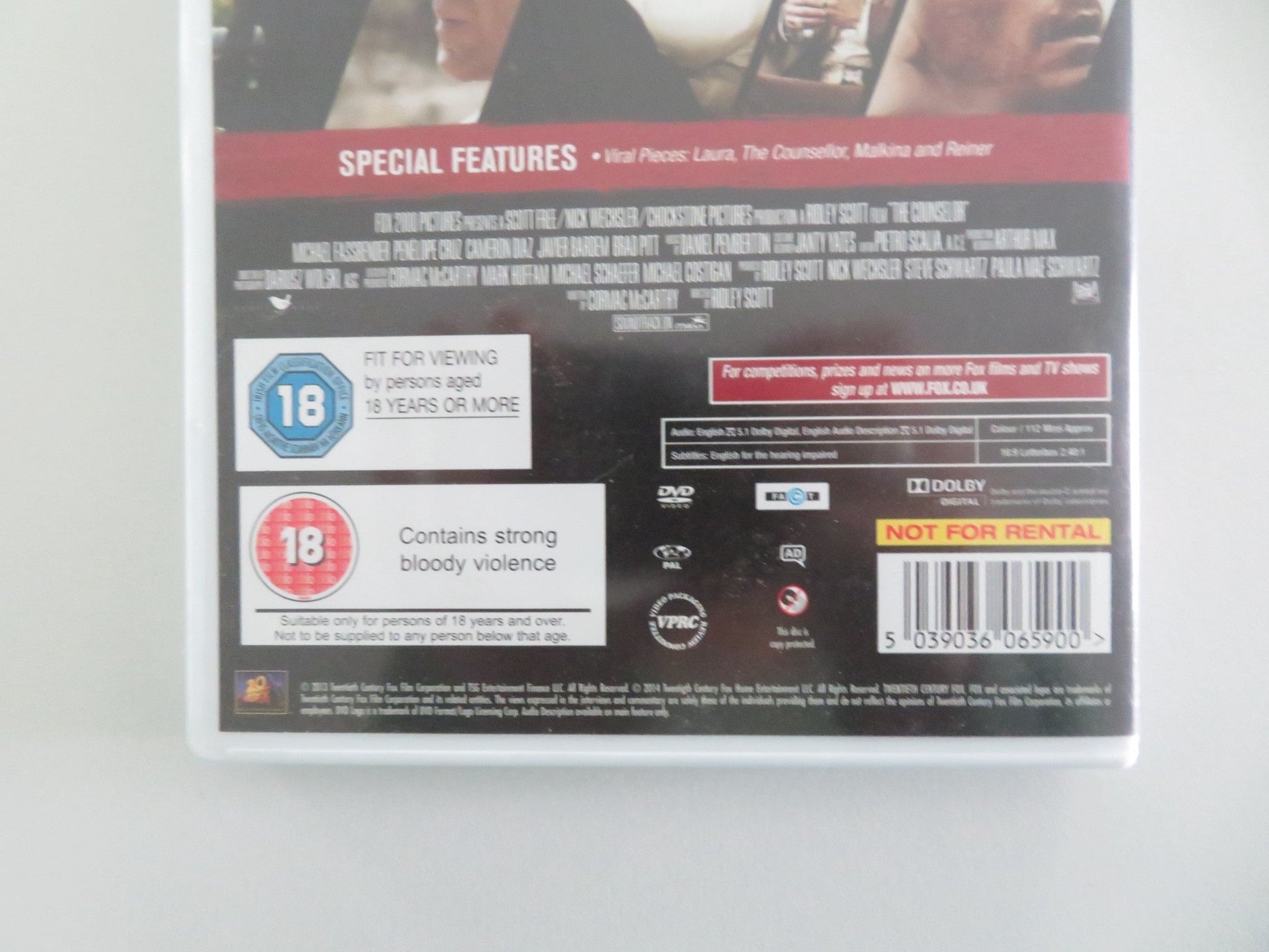 THE COUNSELLOR (DVD) MICHAEL FASSBENDER BRAD PITT CAMERON DIAZ 2013 REGION 2 Movie posters