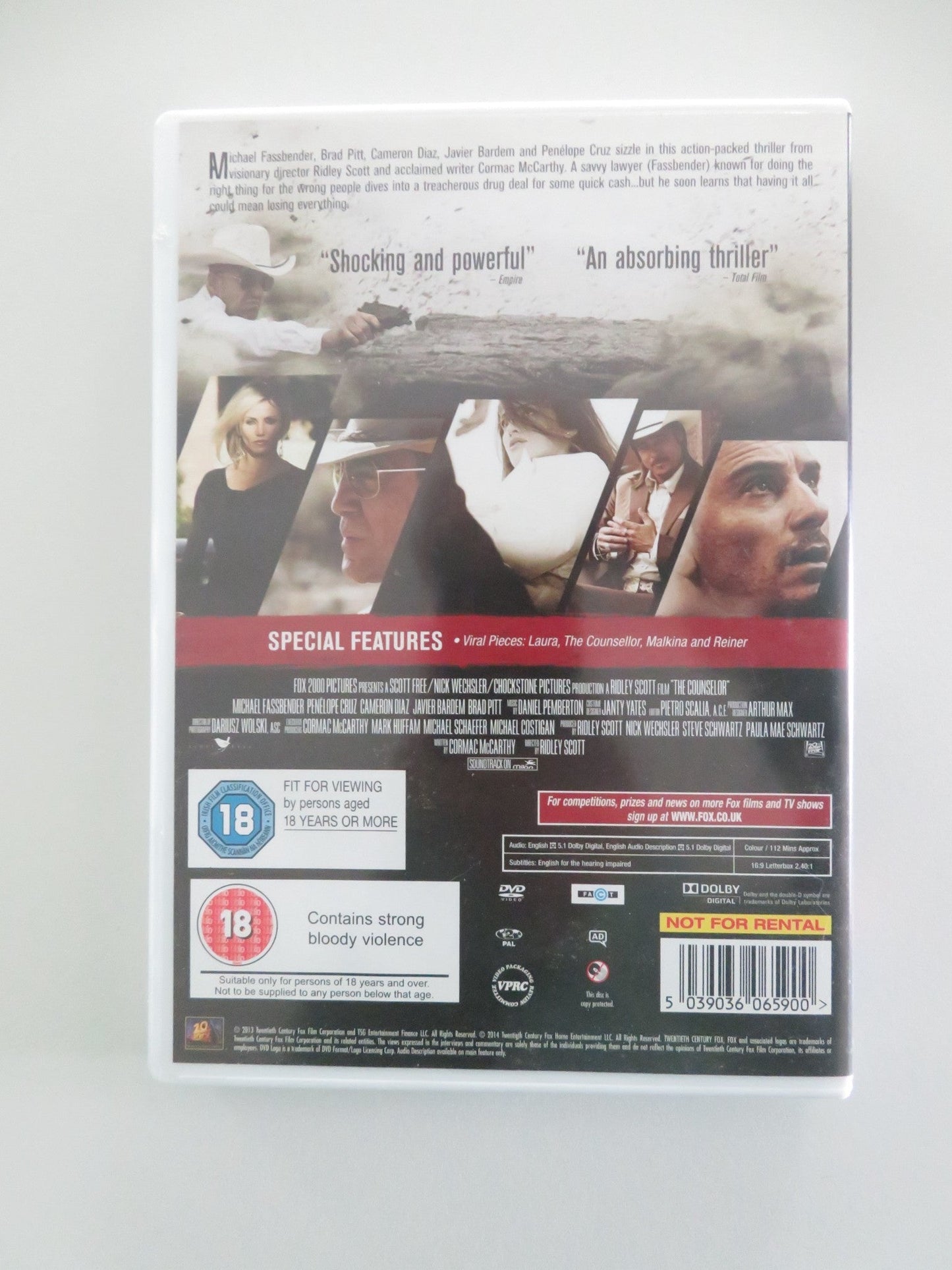 THE COUNSELLOR (DVD) MICHAEL FASSBENDER BRAD PITT CAMERON DIAZ 2013 REGION 2 Movie posters