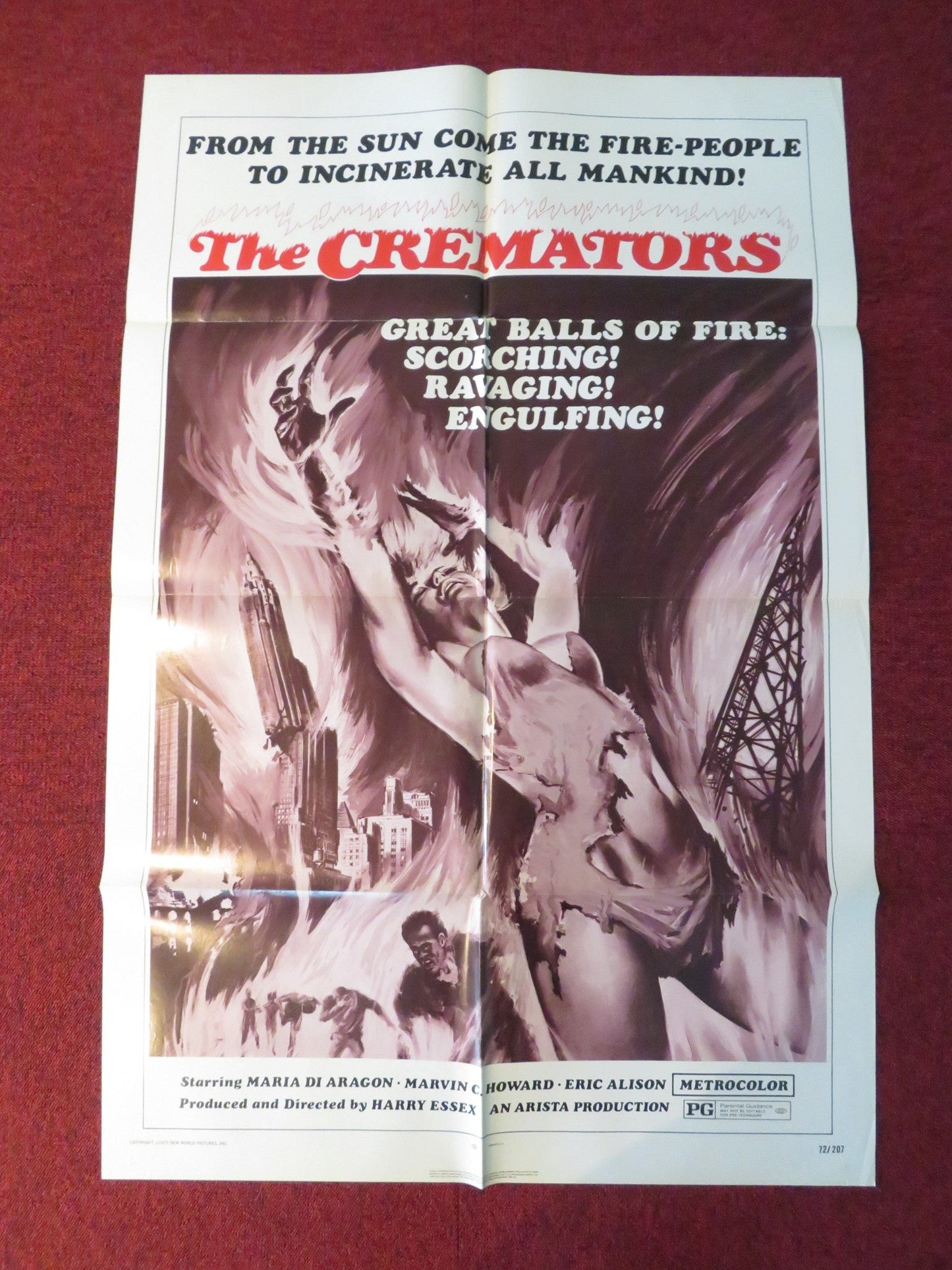 THE CREMATORS FOLDED US ONE SHEET POSTER MARIA DE ARAGON MARVIN HOWARD 1972 Rendezvous Cinema Movie posters