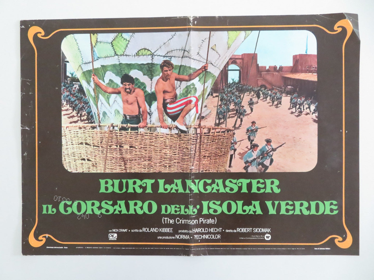 THE CRIMSON PIRATE - B ITALIAN FOTOBUSTA POSTER BURT LANCASTER NICK CRAVAT 1952 Movie posters