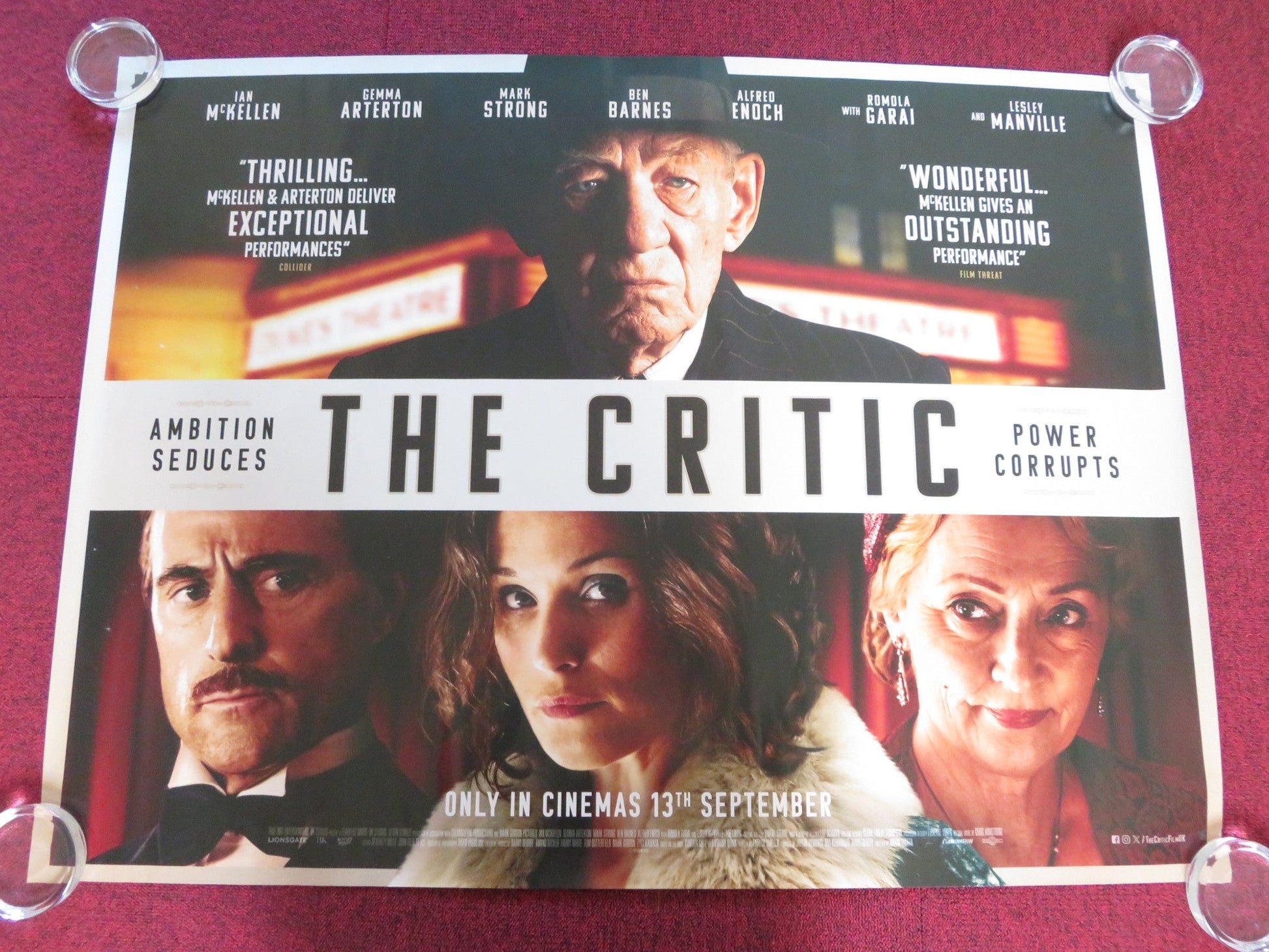 THE CRITIC UK QUAD ROLLED POSTER IAN MCKELLEN GEMMA ARTERTON 2024 Rendezvous Cinema Movie posters