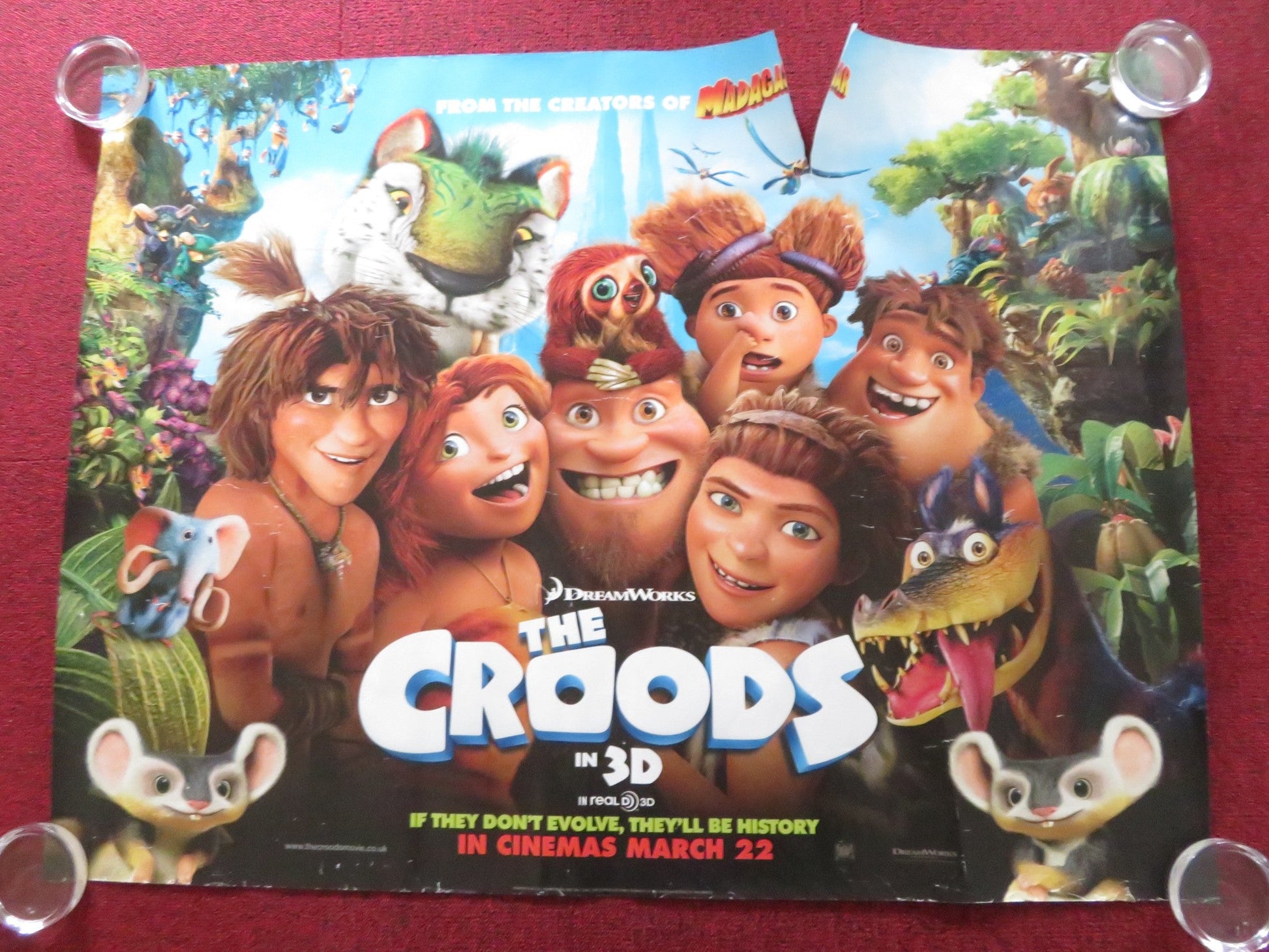 THE CROODS - B UK QUAD ROLLED POSTER NICOLAS CAGE EMMA STONE 2013 Rendezvous Cinema Movie posters