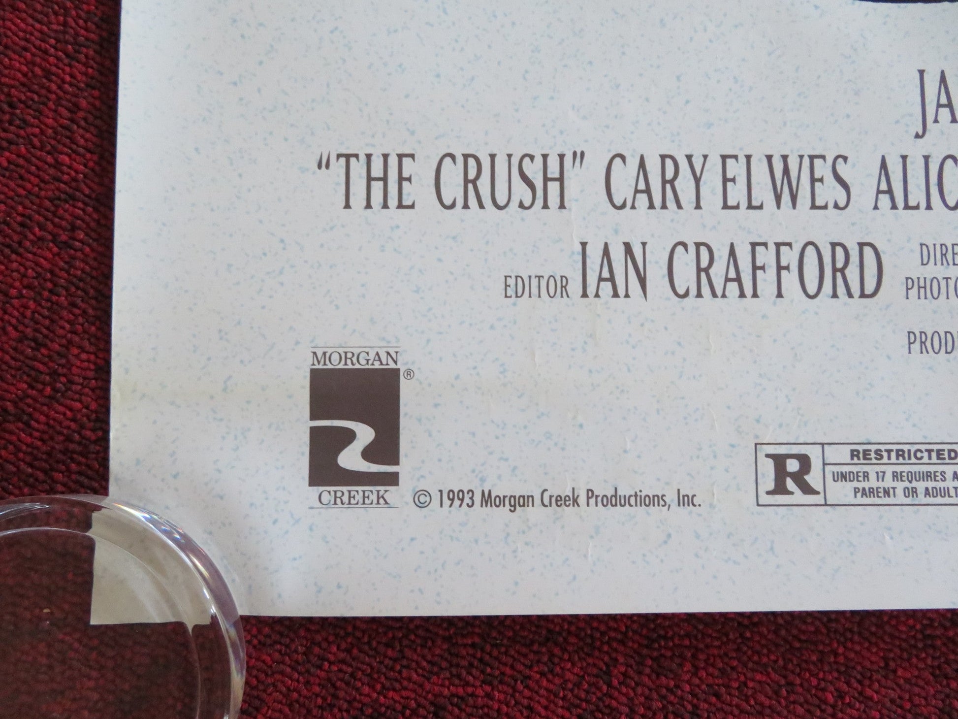 THE CRUSH US ONE SHEET ROLLED POSTER ALICIA SILVERSTONE CARY ELWES 1993 Rendezvous Cinema Movie posters