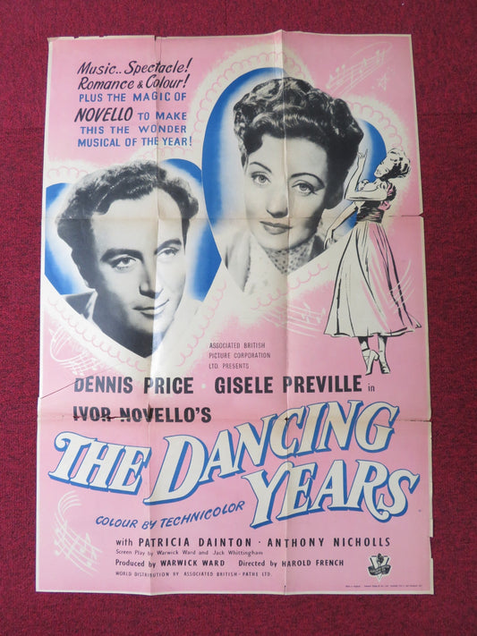 THE DANCING YEARS FOLDED UK ONE SHEET POSTER DENNIS PRICE GISELE PREVILLE 1950 Rendezvous Cinema Movie posters