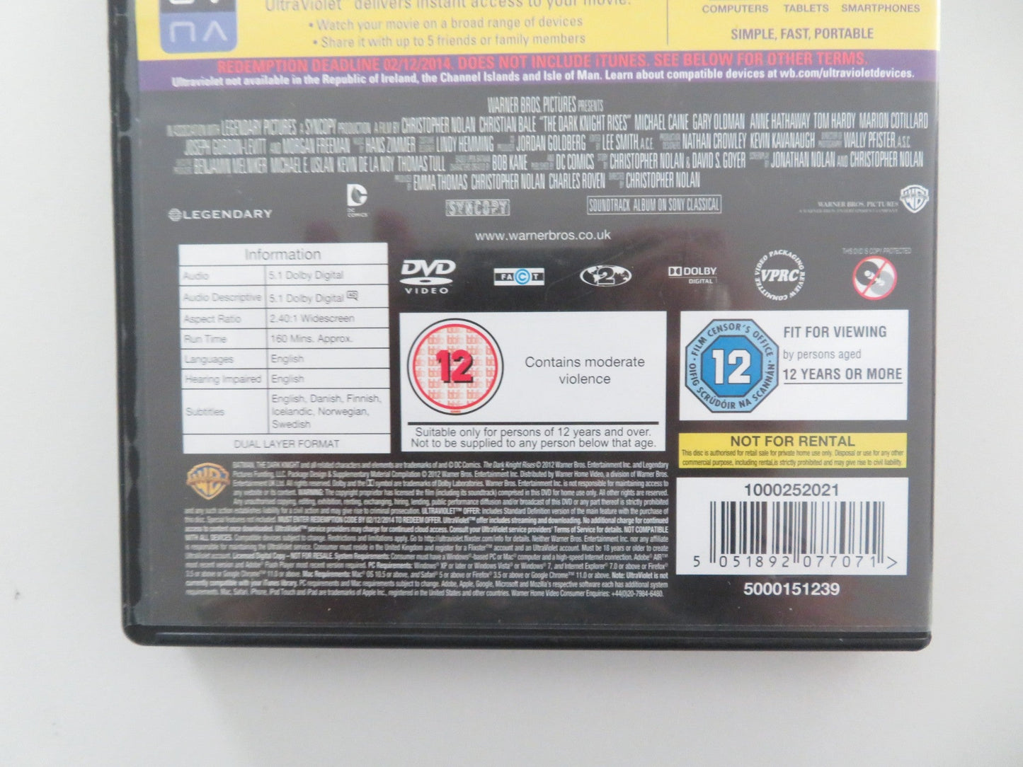 THE DARK KNIGHT RISES (DVD) CHRISTIAN BALE TOM HARDY 2012 REGION 2 Movie posters