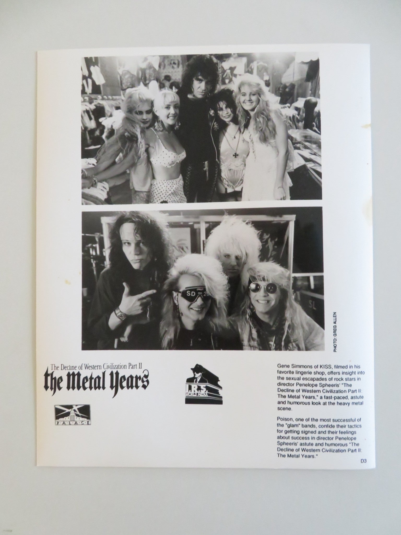 THE DECLINE OF WESTERN CIVILIZATION PART II: METAL... MOVIE STILL PHOTO LOT OF 5 - Rendezvous Cinema