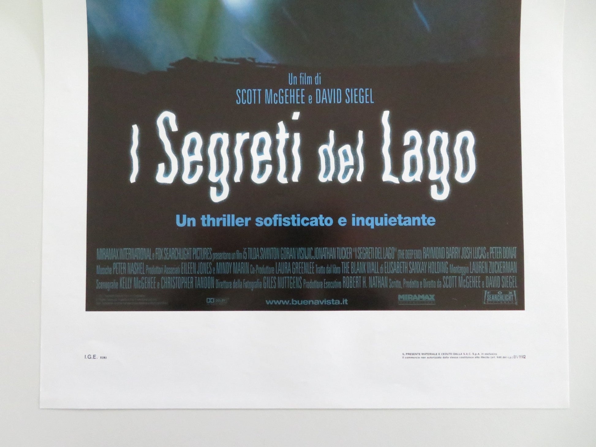The Deep End Italian Locandina Poster Tilda Swinton Goran Visnjic 2001 Movie posters