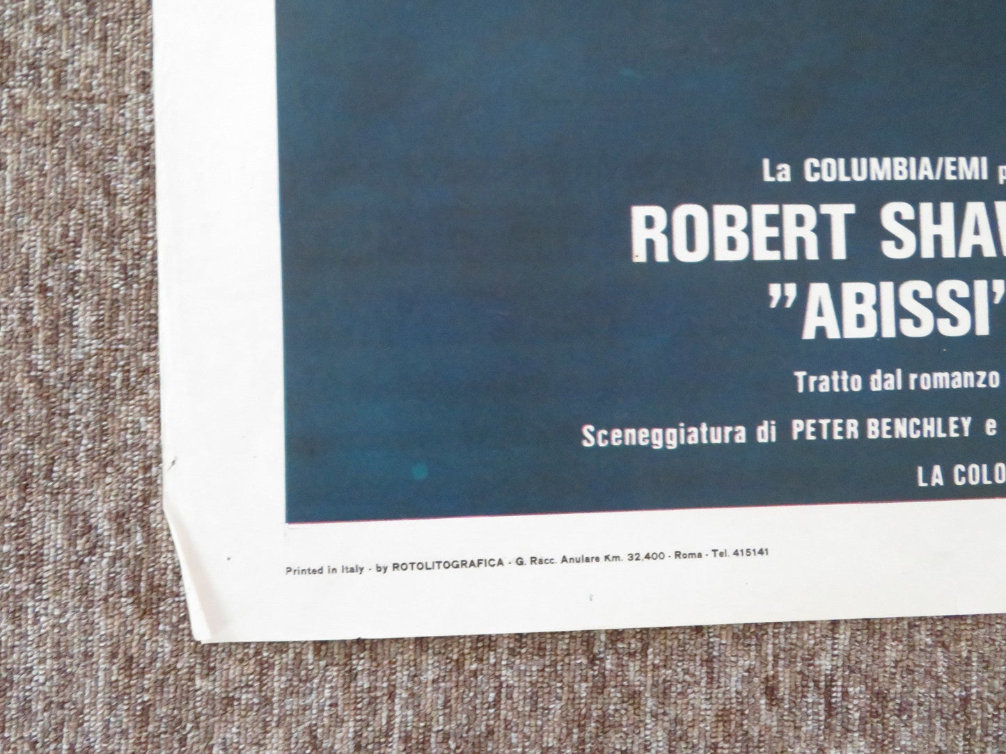 THE DEEP ITALIAN 2 FOGLIO POSTER JACQUELINE BISSET ROBERT SHAW 1977 Rendezvous Cinema Movie posters