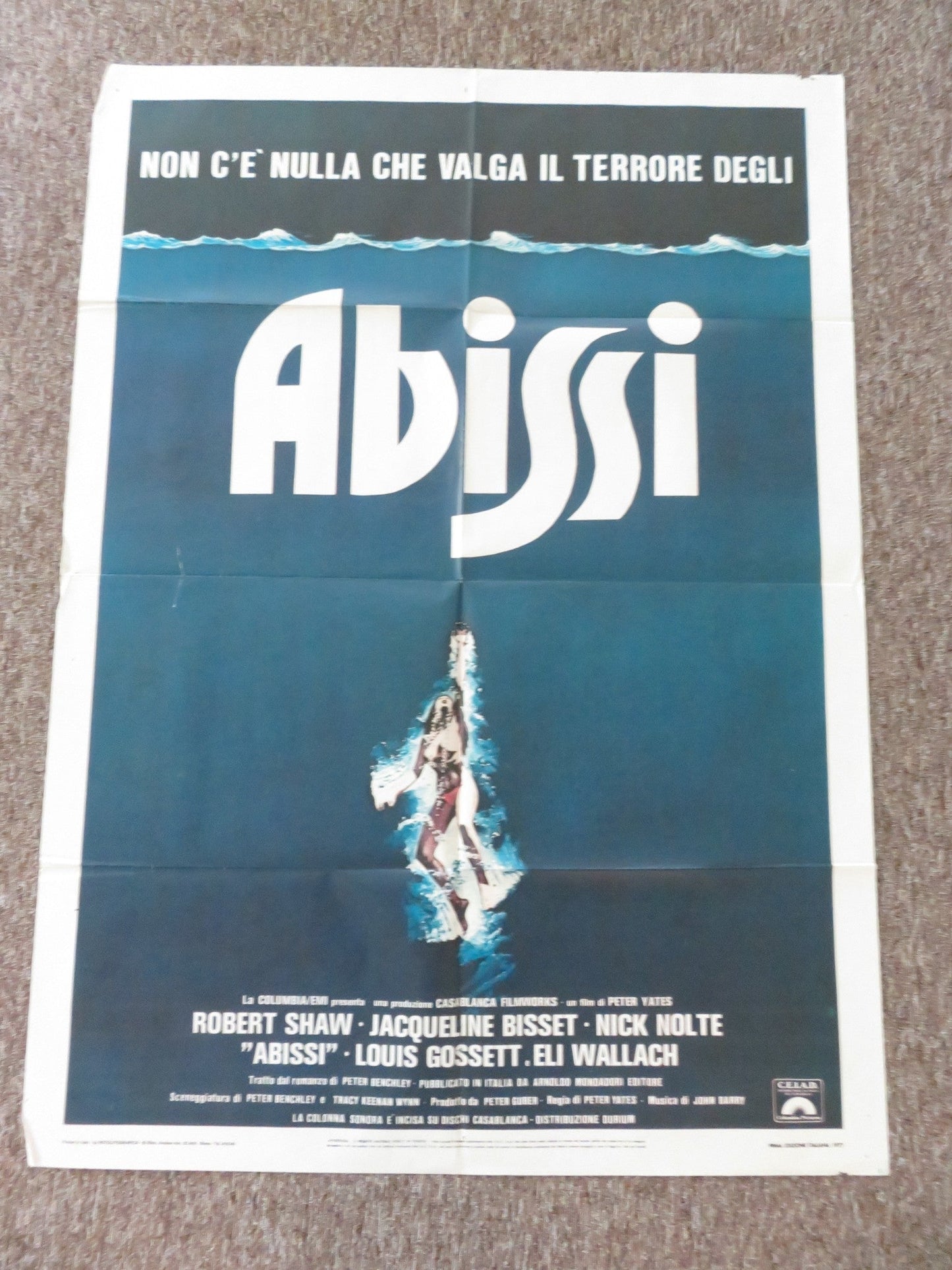 THE DEEP ITALIAN 2 FOGLIO POSTER JACQUELINE BISSET ROBERT SHAW 1977 Rendezvous Cinema Movie posters