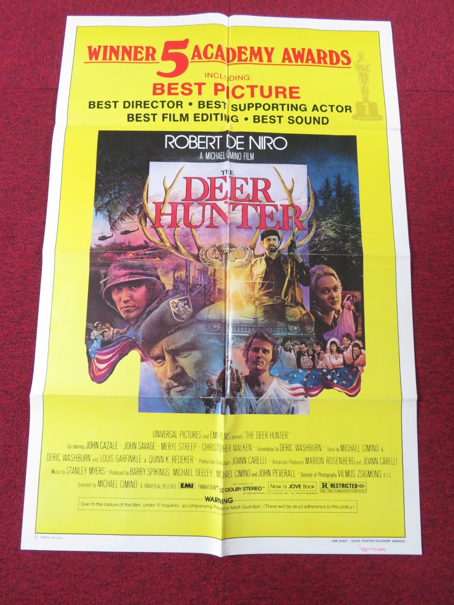 THE DEER HUNTER FOLDED US ONE SHEET POSTER ROBERT DE NIRO C. WALKEN 1978 Rendezvous Cinema Movie posters
