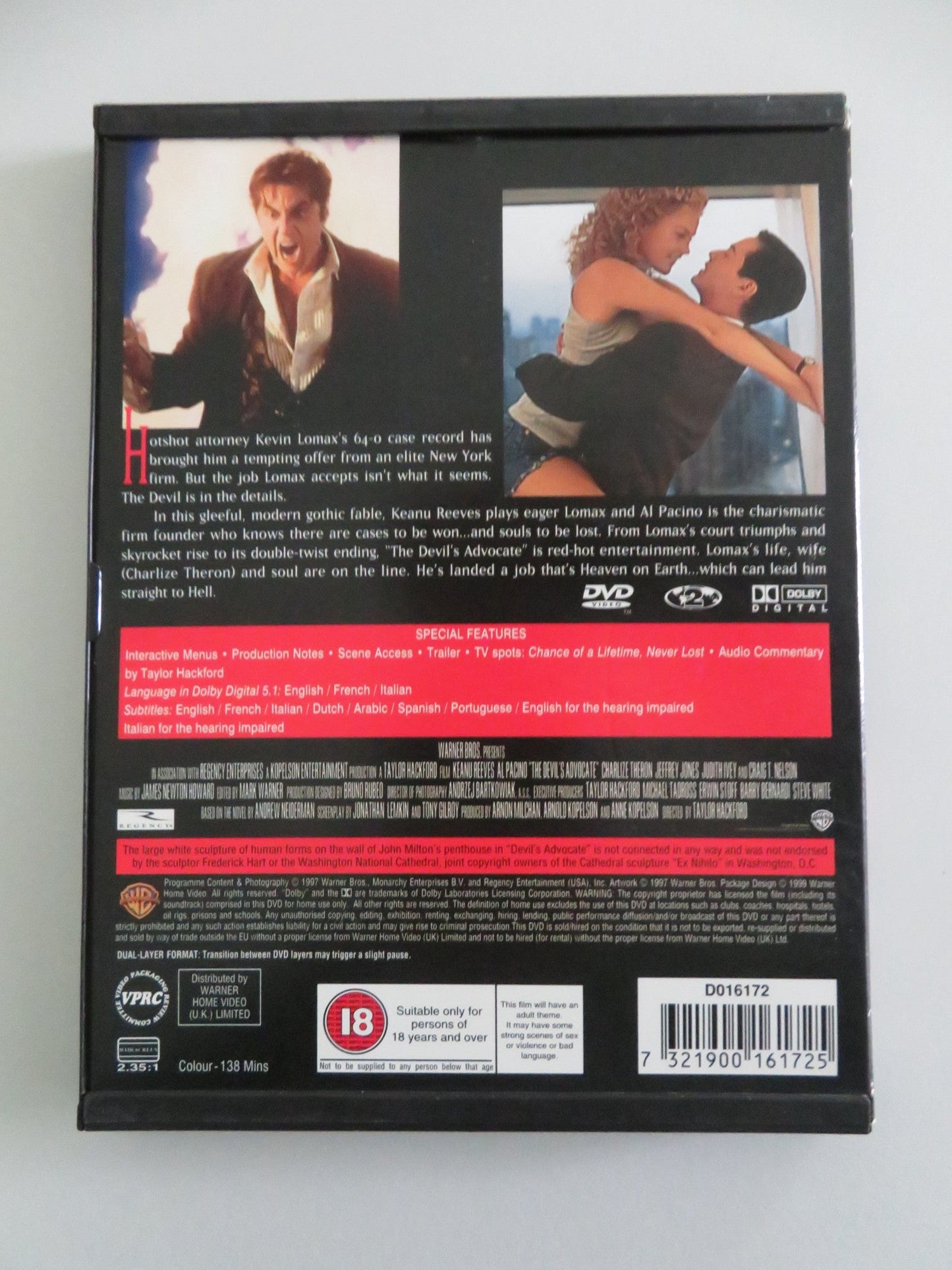 The Devil's Advocate (DVD) Keanu Reeves Al Pacino 1997 Region 2 Movie posters