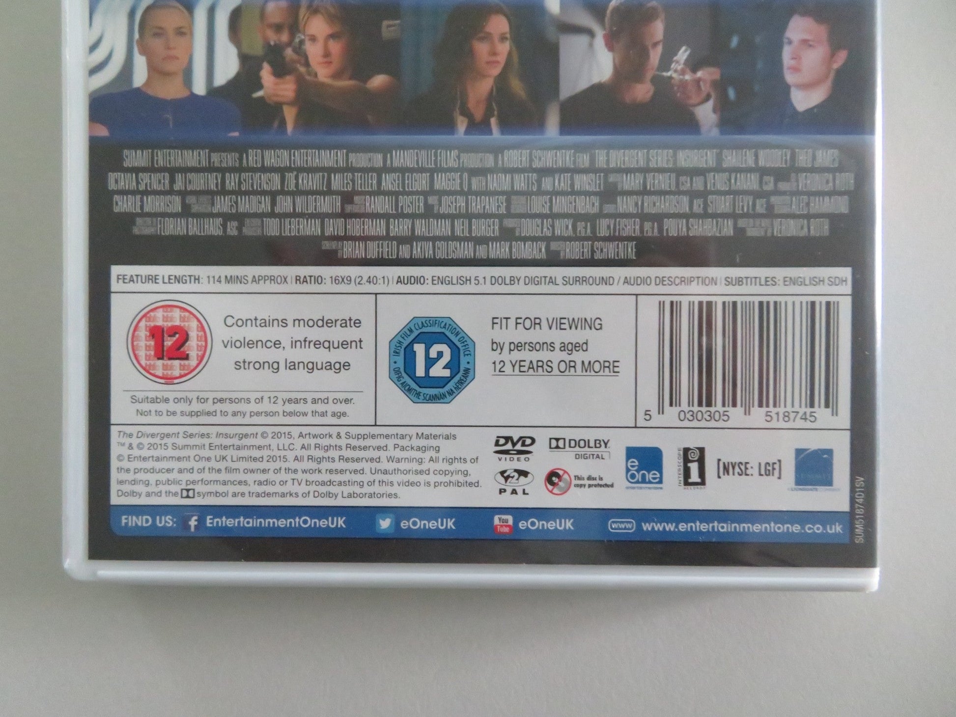The Divergent Series: Insurgent (DVD) Shailene Woodley Theo James 2015 Region 2 Movie posters