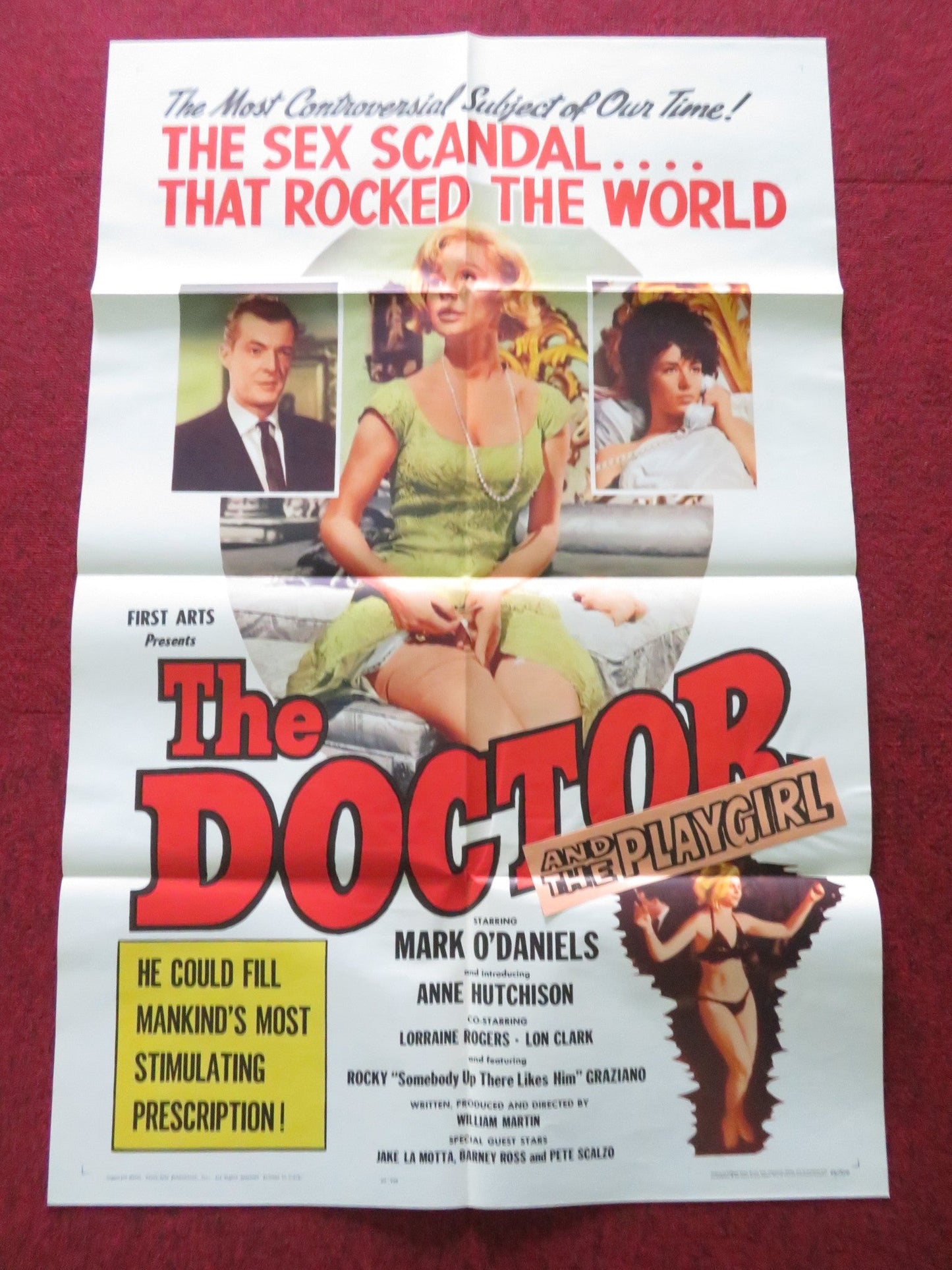 THE DOCTOR AND THE PLAYGIRL FOLDED US ONE SHEET POSTER HUTCHISON 1964 Rendezvous Cinema Movie posters