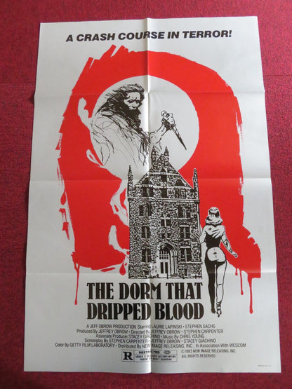 THE DORM THAT DRIPPED BLOOD / PRANKS - C FOLDED US ONE SHEET POSTER LAPINSKI 1983 Rendezvous Cinema Movie posters