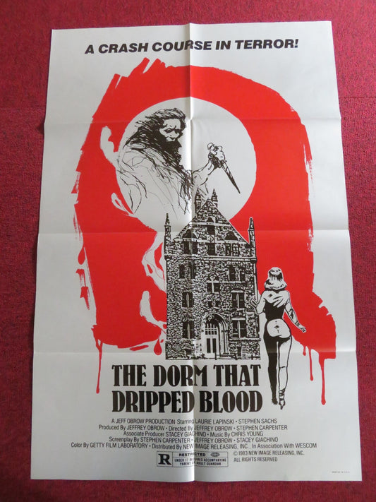 THE DORM THAT DRIPPED BLOOD / PRANKS - C FOLDED US ONE SHEET POSTER LAPINSKI 1983 Rendezvous Cinema Movie posters
