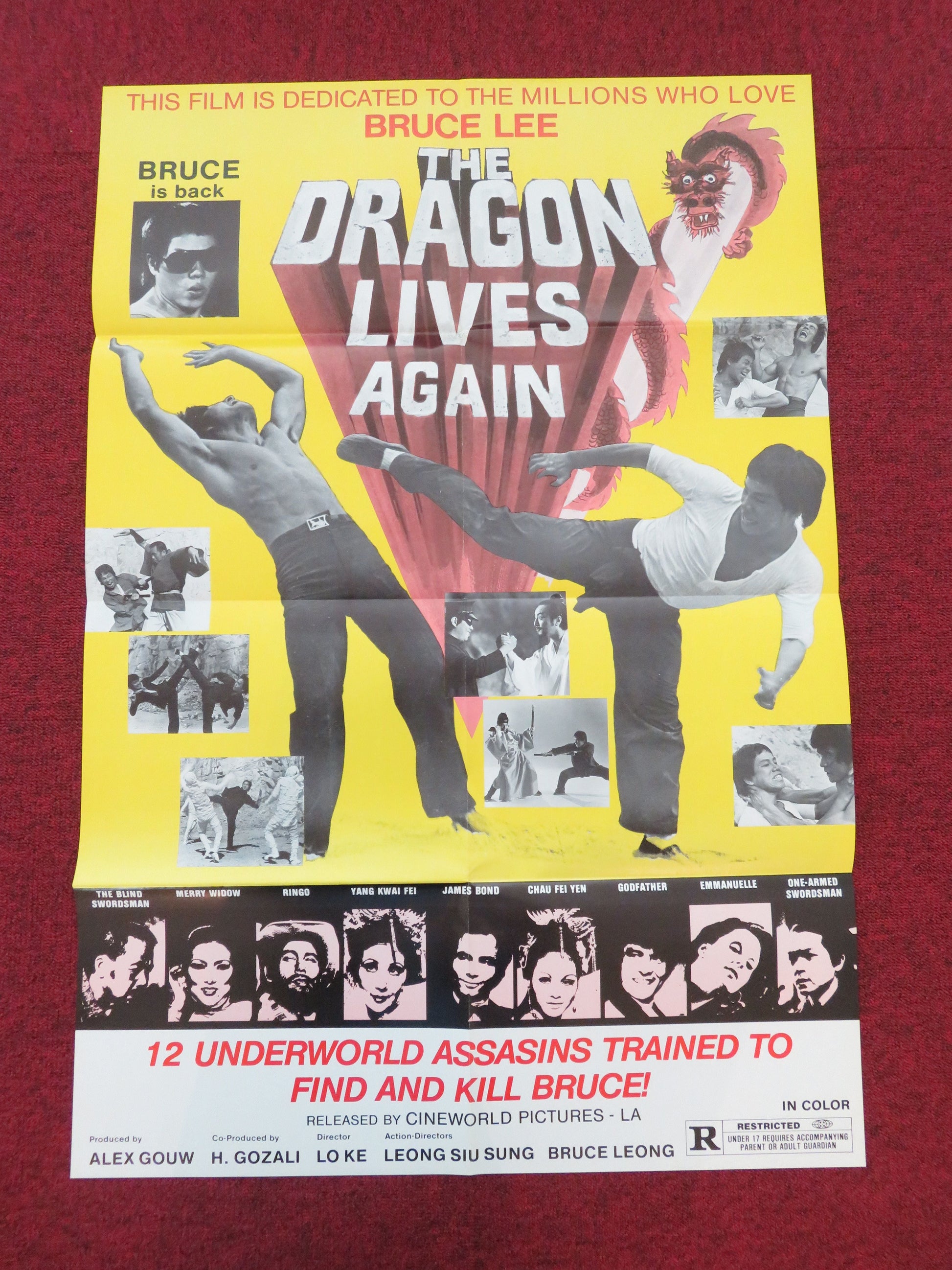 The Dragon Lives Again Folded US One Sheet Poster Bruce Leung Siu-Lung 1977 Movie posters