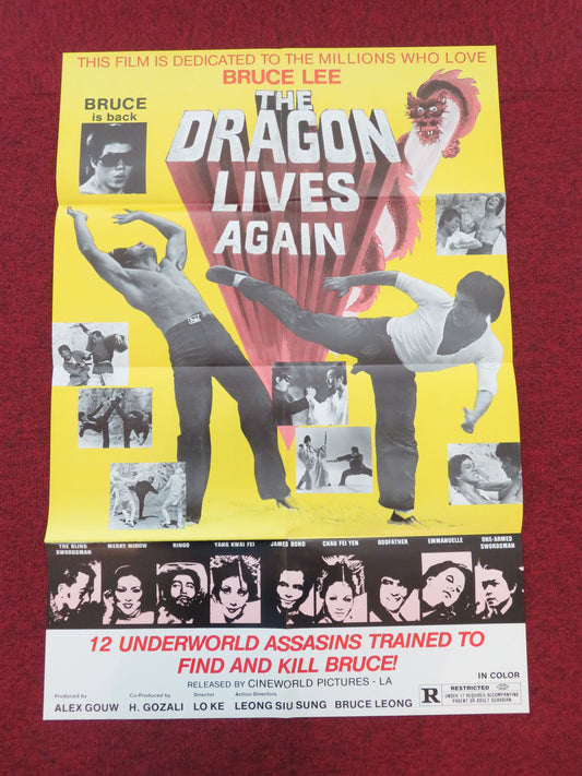 The Dragon Lives Again Folded US One Sheet Poster Bruce Leung Siu-Lung 1977 Movie posters