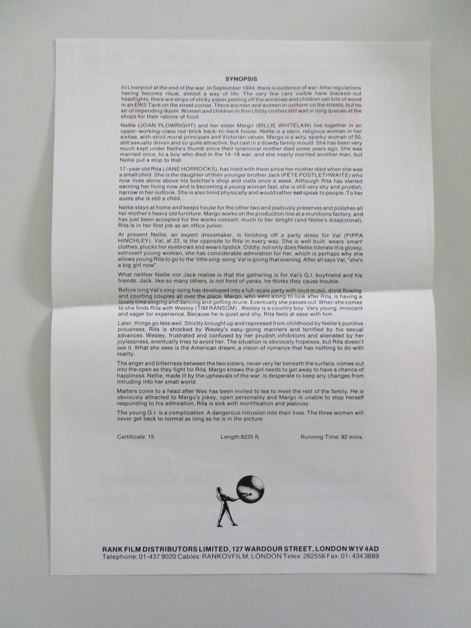 THE DRESSMAKER MOVIE STILL PHOTO LOT OF 6 BILLIE WHITELAW JOAN PLOWRIGHT 1988 Movie posters