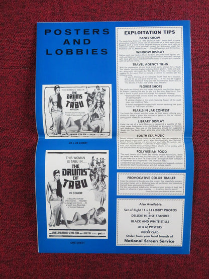 THE DRUMS OF TABU UNCUT PRESS BOOK FOLDED JAMES PHILBROOK SEYNA SEYN 1966 Rendezvous Cinema Movie posters