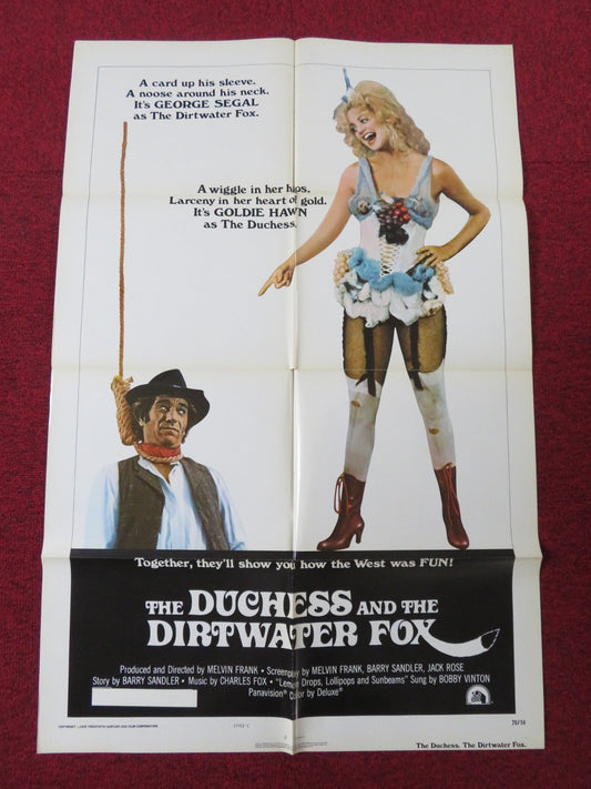 THE DUCHESS AND THE DIRTWATER FOX FOLDED US ONE SHEET POSTER SEGAL HAWN 1976 Rendezvous Cinema Movie posters