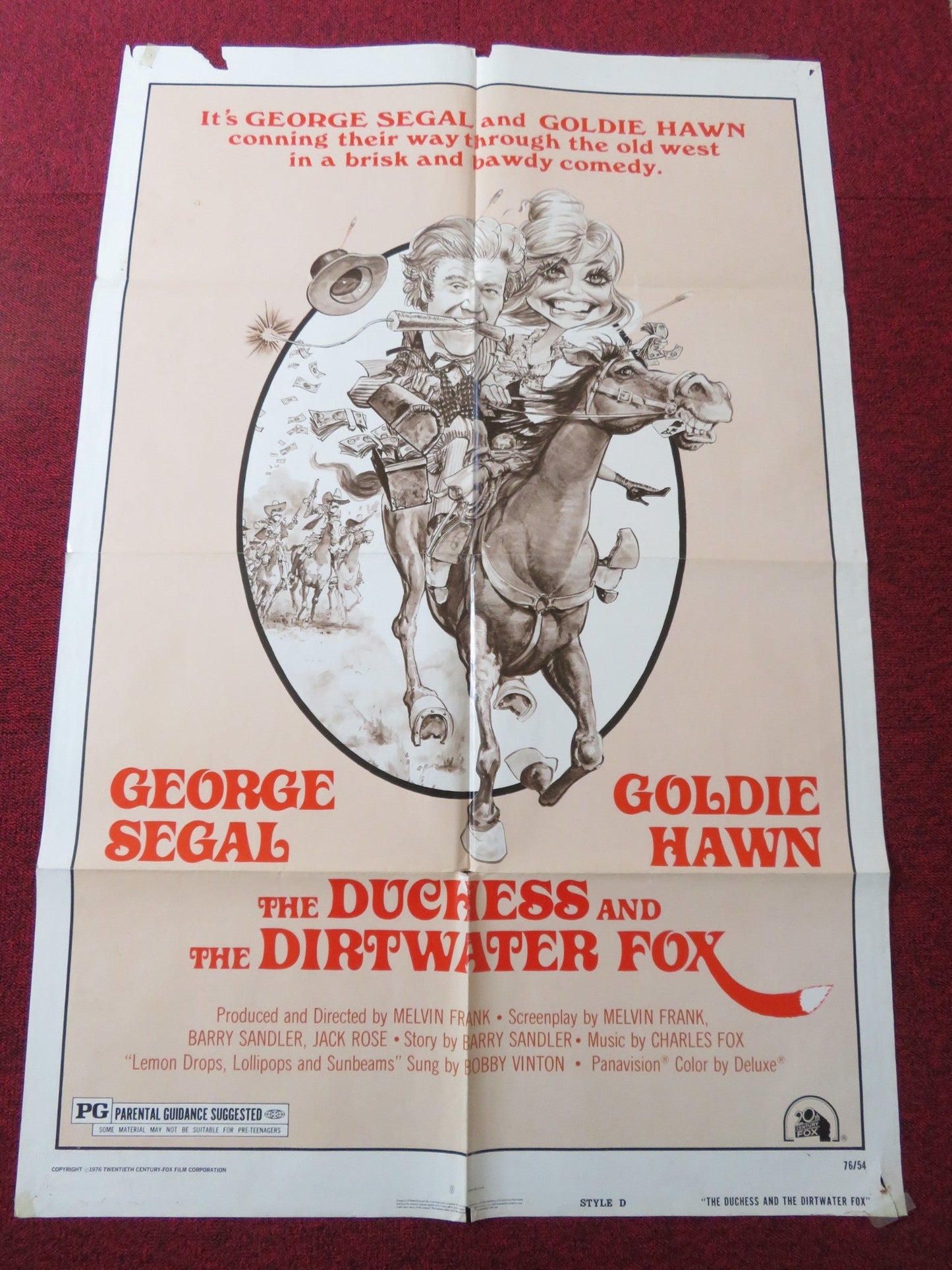 THE DUCHESS AND THE DIRTWATER FOX - STYLE D FOLDED US ONE SHEET POSTER SEGAL 1976 Rendezvous Cinema Movie posters