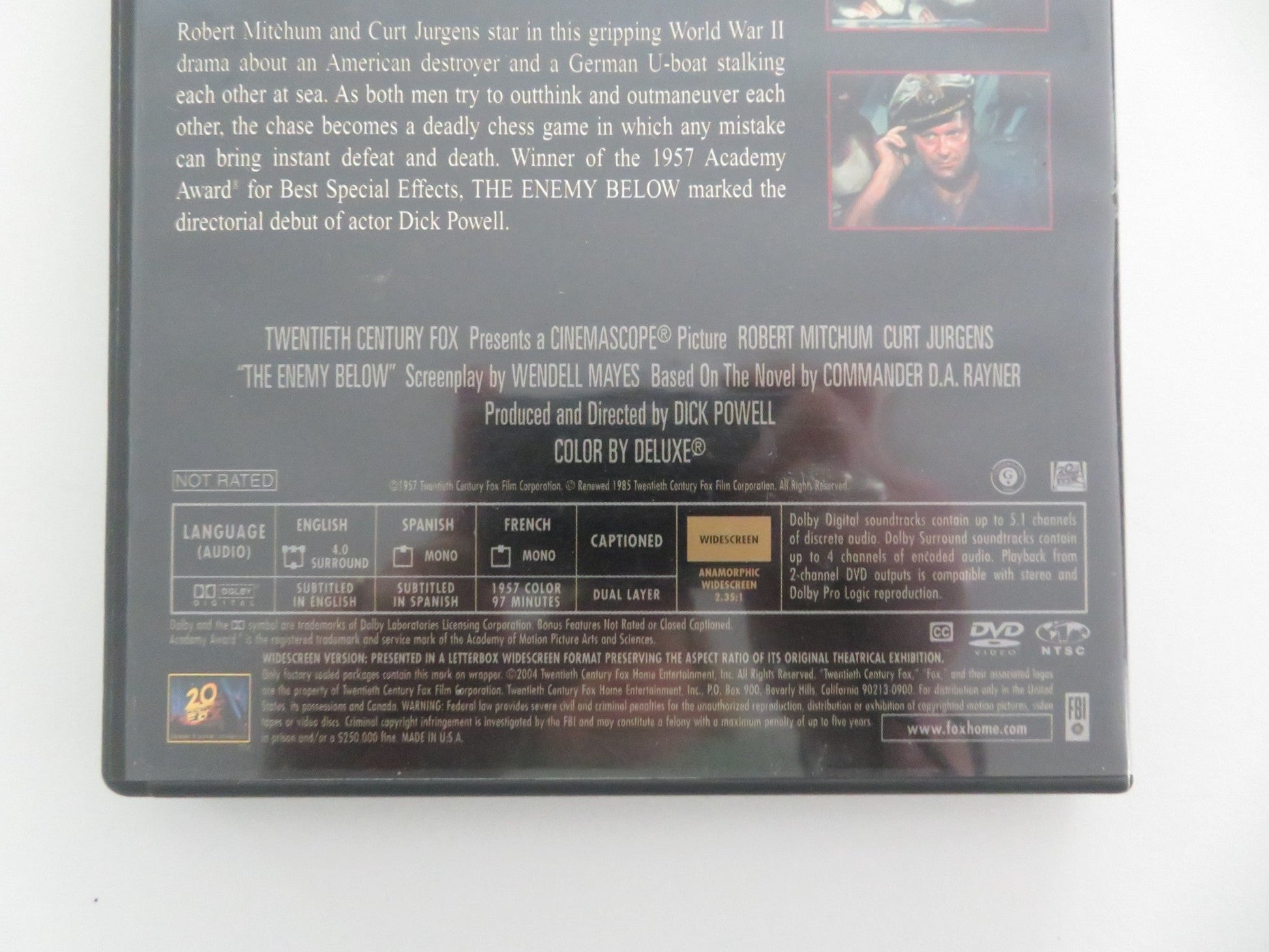 THE ENEMY BELOW (DVD) ROBERT MITCHUM CURT JURGENS 1957 REGION 1 Movie posters