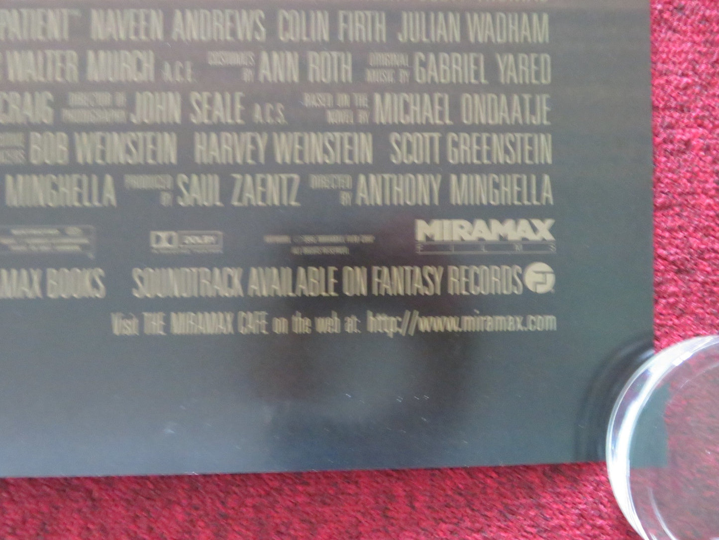 THE ENGLISH PATIENT - B US ONE SHEET ROLLED POSTER RALPH FIENNES J. BINOCH 1996 Movie posters