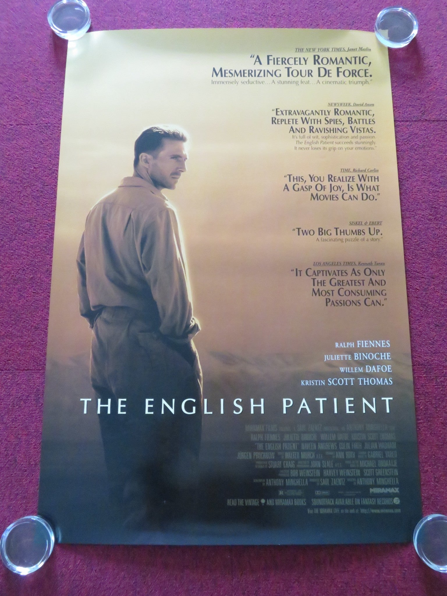 THE ENGLISH PATIENT - B US ONE SHEET ROLLED POSTER RALPH FIENNES J. BINOCH 1996 Movie posters