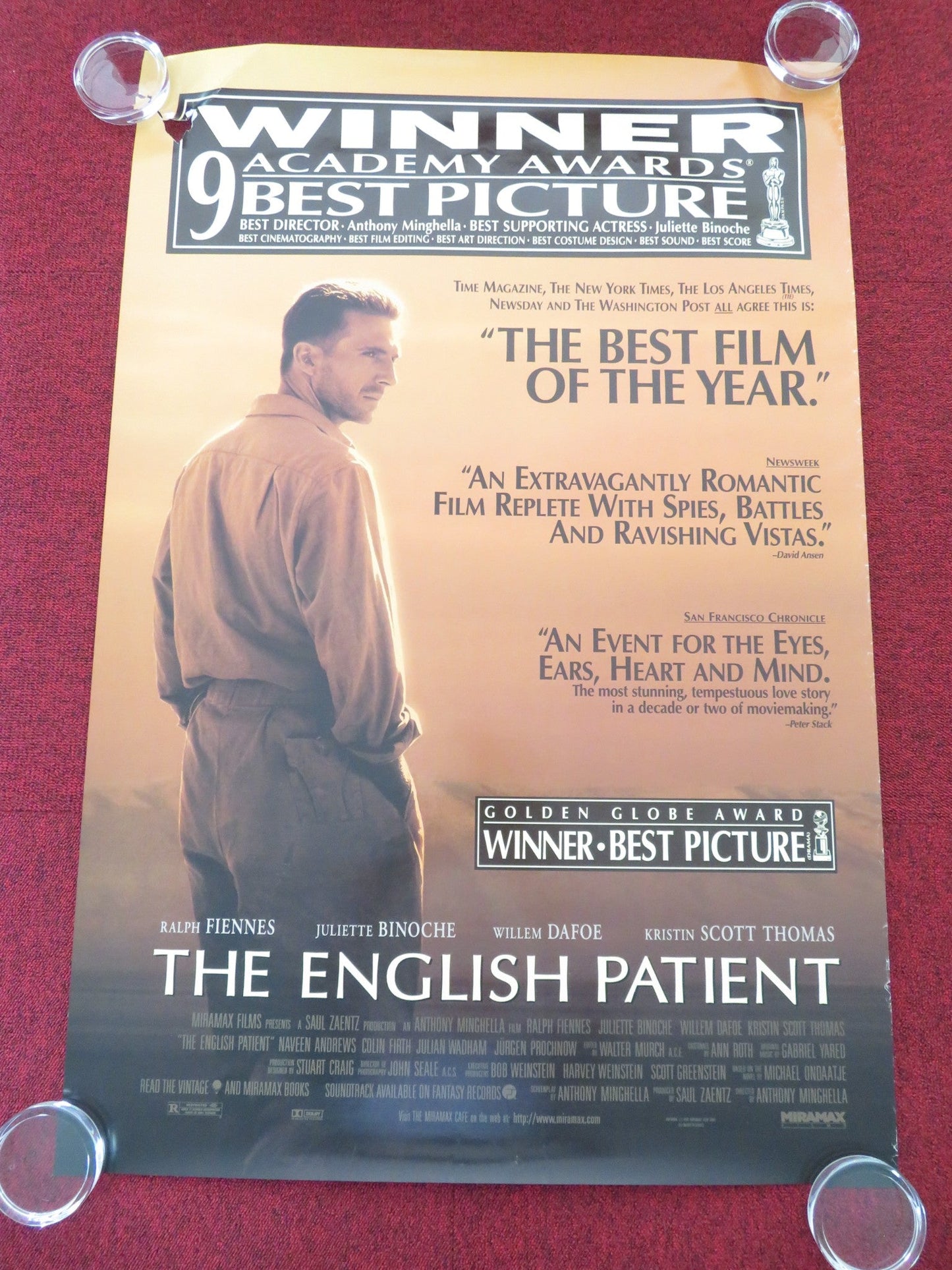 THE ENGLISH PATIENT US ONE SHEET ROLLED POSTER RALPH FIENNES BINOCHE 1996 Movie posters