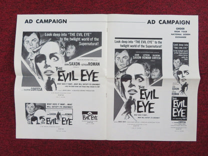 THE EVIL EYE UNCUT PRESS BOOK FOLDED JOHN SAXON LETICIA ROMAN 1964 Rendezvous Cinema Movie posters