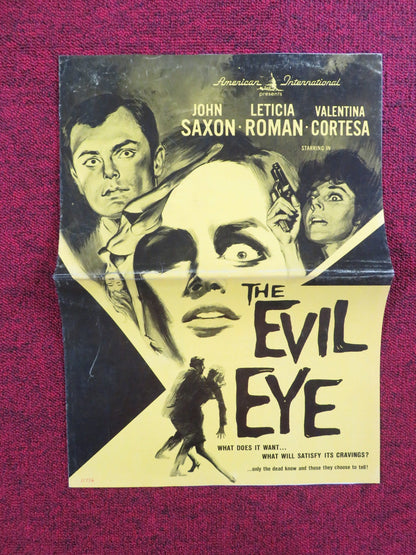 THE EVIL EYE UNCUT PRESS BOOK FOLDED JOHN SAXON LETICIA ROMAN 1964 Rendezvous Cinema Movie posters