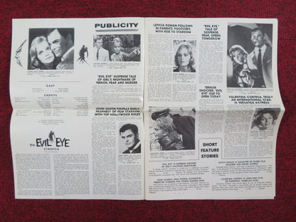 THE EVIL EYE UNCUT PRESS BOOK FOLDED JOHN SAXON LETICIA ROMAN 1964 Rendezvous Cinema Movie posters