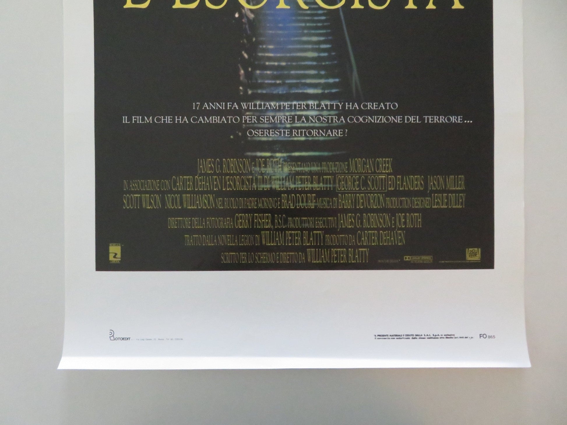 THE EXORCIST III ITALIAN LOCANDINA POSTER GEORGE C. SCOTT ED FLANDERS 1990 Movie posters