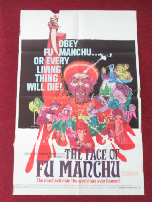 THE FACE OF FU MANCHU FOLDED US ONE SHEET POSTER CHRISTOPHER LEE N. GREEN 1965 Movie posters